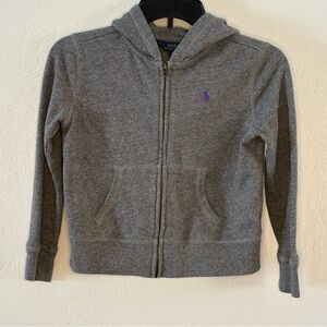 Polo Ralph Lauren Boys Zipper Hoodie Grey Medium 8-10 Full Zip Hood Pockets Soft